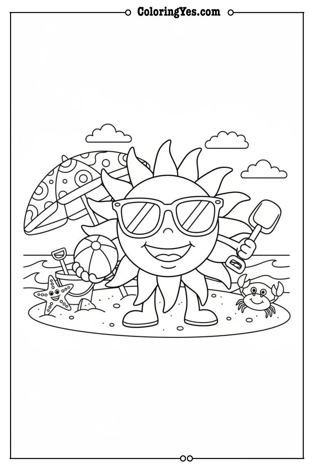 summer coloring pages-beach scenes-Coloringyes.com