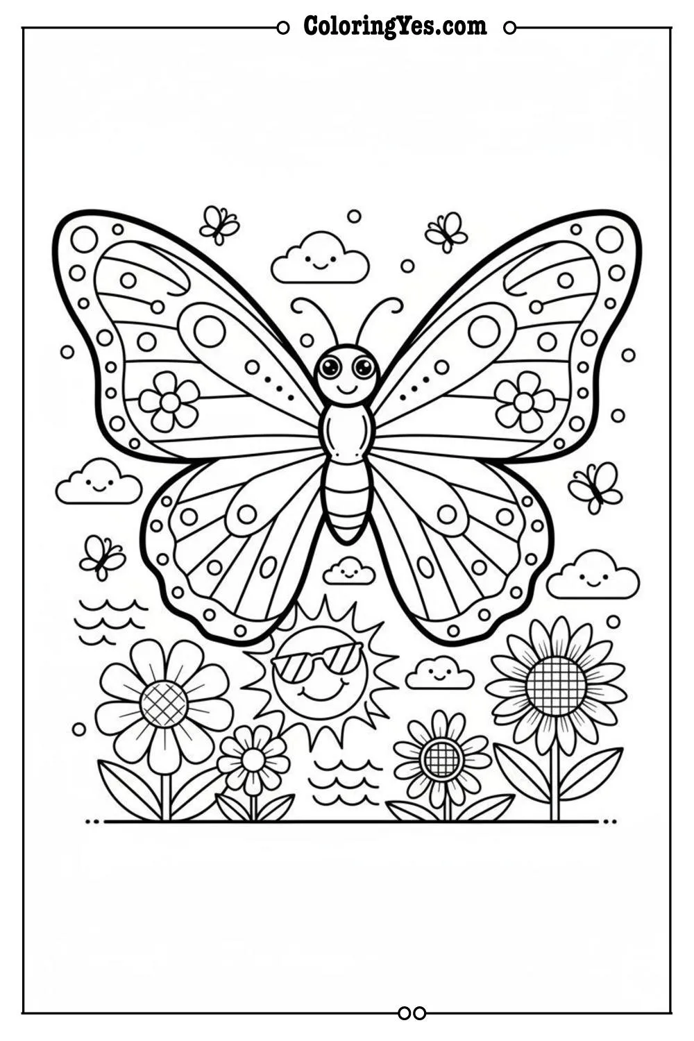 summer coloring pages-butterflies-Coloringyes.com