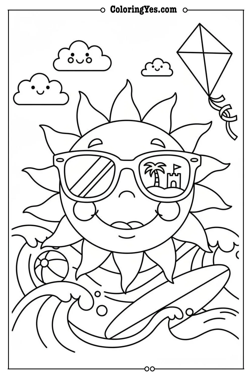 summer coloring pages-sunglasses-Coloringyes.com