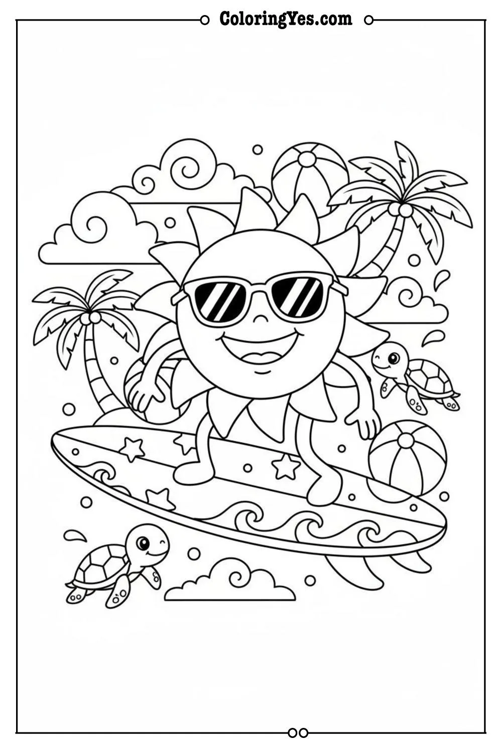 summer coloring pages-surfboards-Coloringyes.com