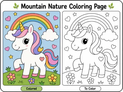 Easy unicorn coloring pages for kids – printable coloring page