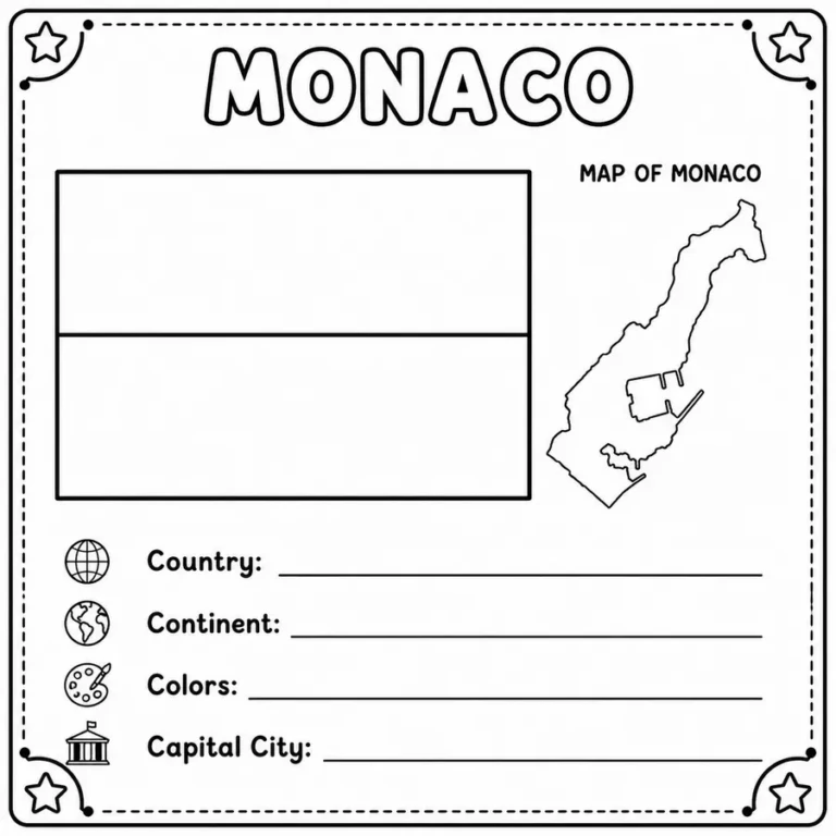 Free Monaco Flag Coloring Page – Printable for Kids and Classrooms