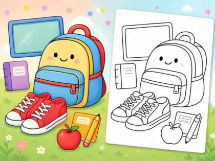 Back-to-School Backpack Coloring Page – Free Printable