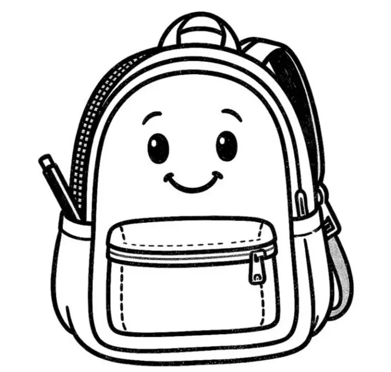 Back to school backpack coloring page for preschool