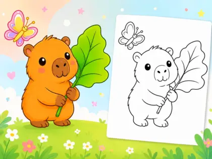 Easy Baby Capybara Coloring Pages for Preschool Kids – printable coloring page